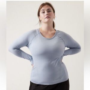 Athleta Momentum Seamless Top Long Sleeve Blue Star